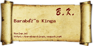 Barabás Kinga névjegykártya